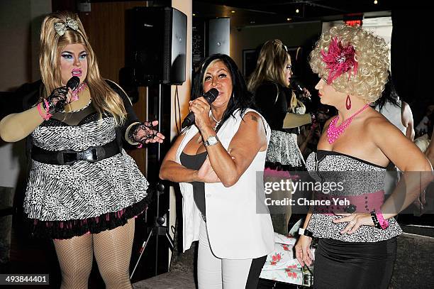 Travis "Anita M. Buffem" Barr, Angela "Big Ang" Raiola and Steven "Gina Marie Rittale" Incammicia perform at Haus of Mimosa brunch at KTCHN...