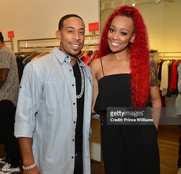 Monica Brown and Chris "Ludacris" Bridges attend Unspoken Angels Charity Event For Domestic Violence Awareness Month at Intermix Buckhead on October...