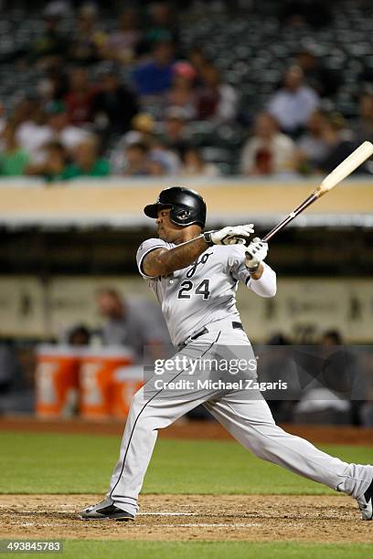 Dayan Viciedo of the Chicago White Sox bats during the game against the Oakland Athletics at O.co Coliseum on May 12, 2014 in Oakland, California....