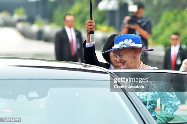 Danish Queen Margrethe II after her visit to the Kalibata Hero Graveyard in Jakarta, Indonesia, on October 23, 2015. The Danish Queen visits...