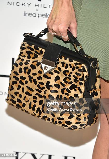 Nicky Hilton Rothschild, purse and ring detail, attends NICKY HILTON x linea pelle Launch Celebration at Kyle by Alene Too on October 22, 2015 in...