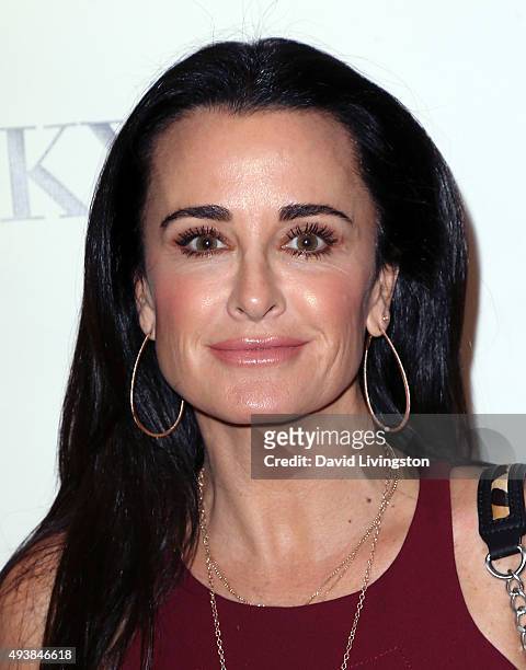 Personality Kyle Richards attends the Nicky Hilton x Linea Pelle launch celebration at Kyle by Alene Too on October 22, 2015 in Beverly Hills,...