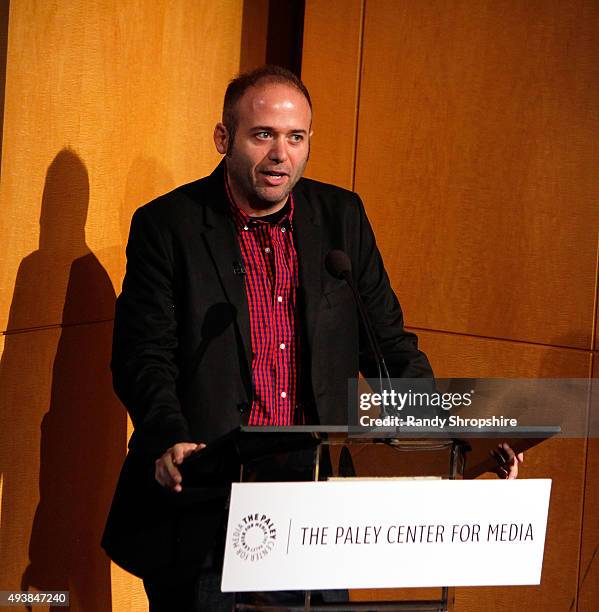 Senior entertainment editor of Buzz Feed News Jarett Wieselman attends the discussion panel for "Please Like Me" at The Paley Center for Media on...