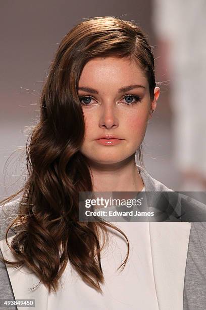 Model walks the runway at the Rachel Sin Spring/Summer 2016 fashion show during World Mastercard fashion week on October 22, 2015 at David Pecaut...