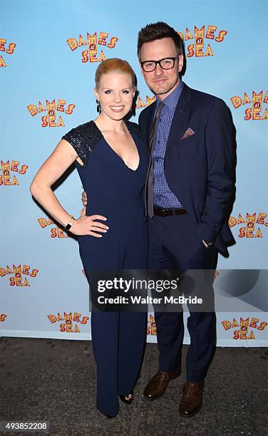 Megan Hilty and Brian Gallagher attend the Broadway Opening Night performance of 'Dames At Sea' at The Helen Hayes Theatre on October 22, 2015 in New...