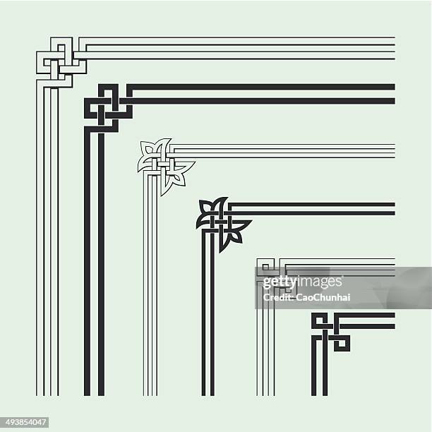 ilustraciones, imágenes clip art, dibujos animados e iconos de stock de ángulo decoración de estilo chino tradicional - estilo celta
