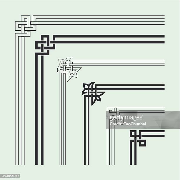 angle decoration of chinese traditional style - celtic symbols stock illustrations