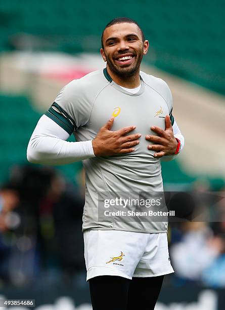 Bryan Habana of South Africa during a South Africa Captain's Run on October 23, 2015 in London, United Kingdom.