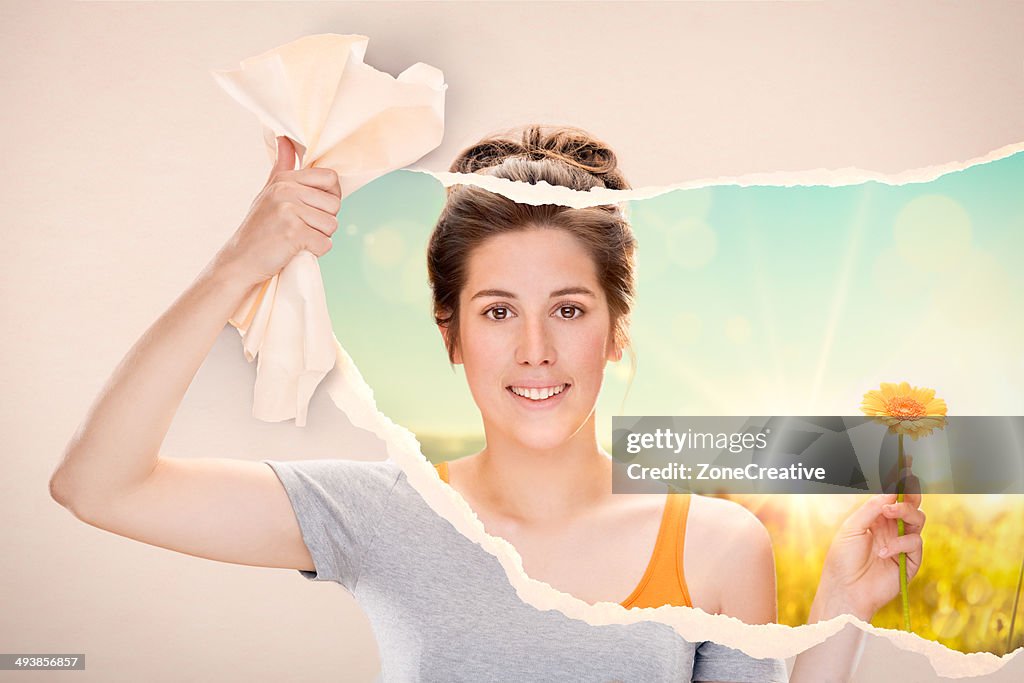 Young woman taking refuge in nature