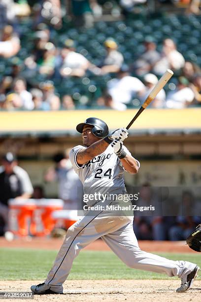 Dayan Viciedo of the Chicago White Sox bats during the game against the Oakland Athletics at O.co Coliseum on May 14, 2014 in Oakland, California....