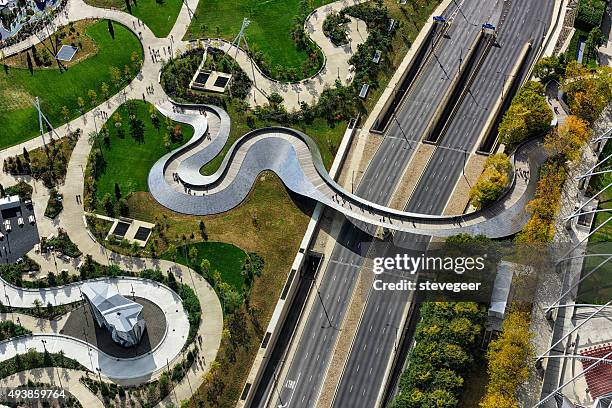 vista aérea da ponte, bp novos chicago - ponte bp imagens e fotografias de stock