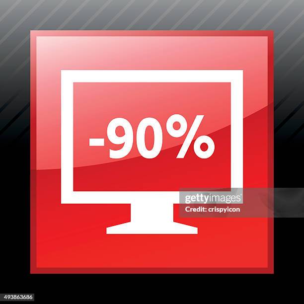 computer monitor icon on a square button. - sleekseries - electronics retail stock illustrations