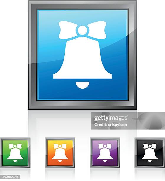 bell icon on square buttons. - squaredseries - orange bow white background stock illustrations