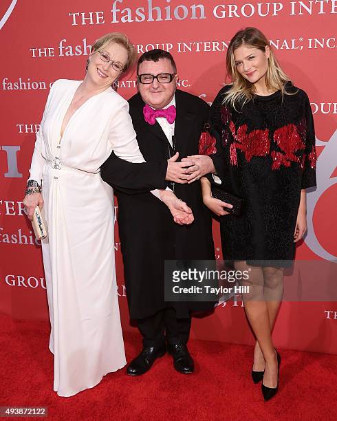 Actress Meryl Streep, Alber Elbaz, and Louisa Gummer attends Fashion Group International's 2015 Night of Stars: The Revolutionaries at Cipriani Wall...