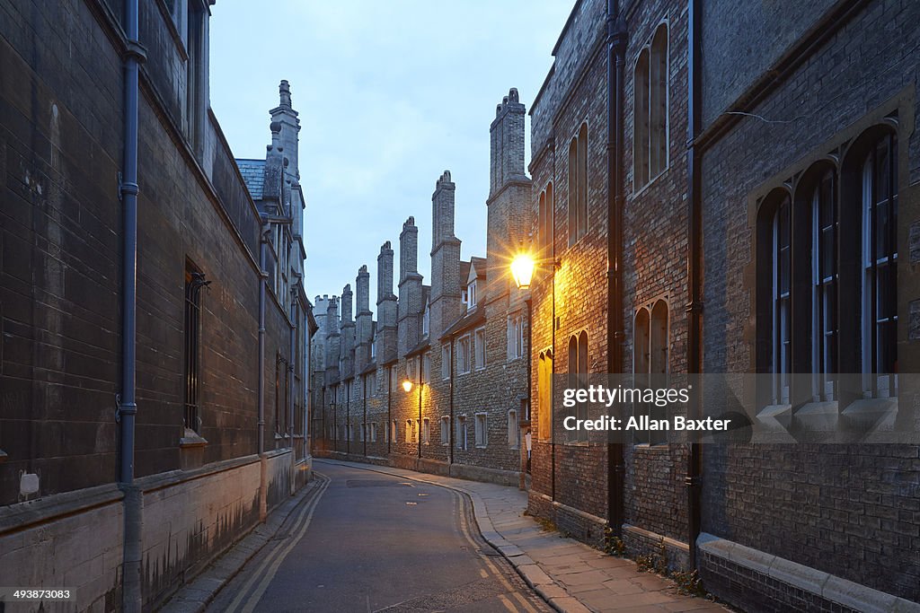 Walls of Kings College at dusk
