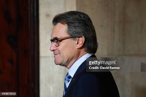 Acting President of Catalonia Artur Mas arrives to answer questions from members of the Parliament on October 23, 2015 in Barcelona, Spain. Artur Mas...