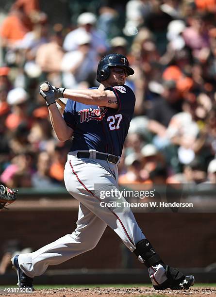 Chris Parmelee of the Minnesota Twins bats against the San Francisco Giants at AT&T Park on May 25, 2014 in San Francisco, California.