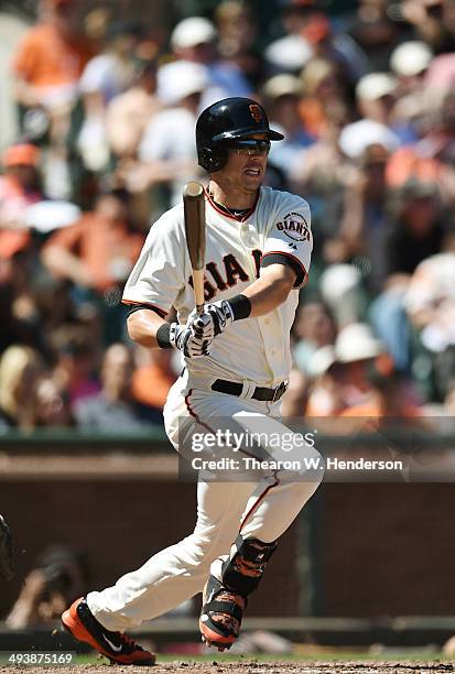 Tyler Colvin of the San Francisco Giants bats against the Minnesota Twins at AT&T Park on May 25, 2014 in San Francisco, California.