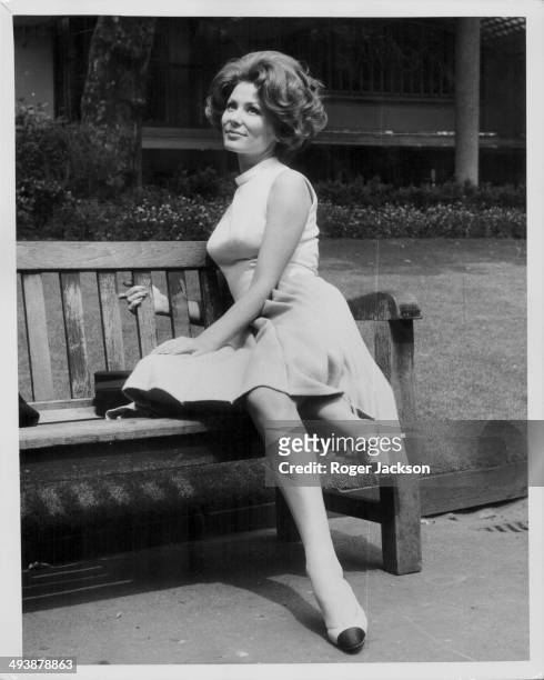 Actress Irina Demick posing for promotional photographs, following her replacement of Britt Ekland in the film 'Those Magnificent Men in their Flying...
