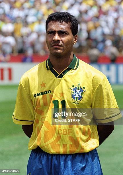 Portrait of Brazilian forward Romario, taken 24 June 1994 in Stanford before the World Cup first round soccer match between Brazil and Cameroon. AFP...
