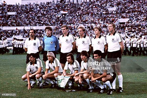 The German national soccer team players pose before the start of their European Nations soccer championship final against Belgium, on June 22, 1980...