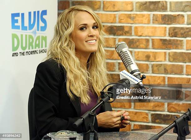 Singer Carrie Underwood visits "The Elvis Duran Z100 Morning Show" at Z100 Studios on October 22, 2015 in New York City.