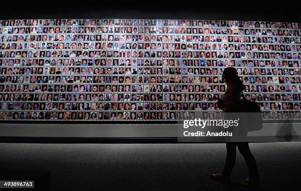 People visit the National 9/11 Memorial Museum in New York, United States on May 25, 2014. The National 9/11 Memorial Museum was opened to the public...