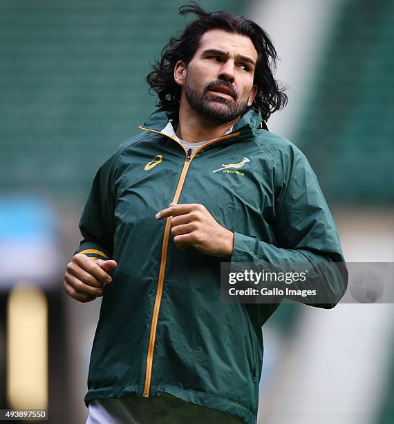 Victor Matfield during the South African national rugby team Captains Run at Twickenham Stadium on October 23, 2015 in London, England.