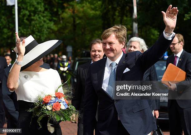 King Willem-Alexander and Queen Maxima of the Netherlands are pictured at the arrival at the University of Oldenburg together with Prime Minister of...