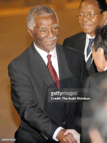 South African President Thabo Mbeki is seen on arrival at New Chitose Airport ahead of the G8 Summit on July 6, 2008 in Chitose, Hokkaido, Japan.
