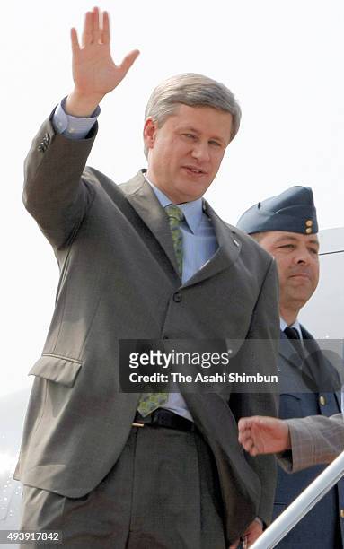 Canadian Prime Minister Stephen Harper is seen on arrival at New Chitose Airport ahead of the G8 Summit on July 1, 2008 in Chitose, Hokkaido, Japan.