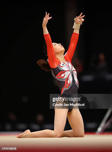 Asuka Teramoto of Japan competes on the Floor during Day One of the 2015 World Artistic Gymnastics Championships at The SSE Hydro on October 23, 2015...