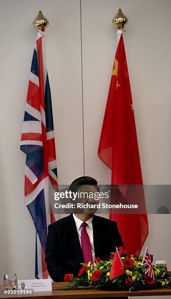 The President of the People's Republic of China Xi Jinping tours the National Graphene Institute at Manchester University with the Chancellor of the...