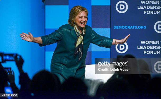 Hillary Clinton speaks during the Democratic National Committee 22nd Annual Women's Leadership Forum National Issues Conference at Grand Hyatt...