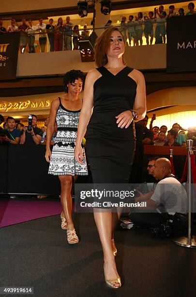 Raquel Kops-Jones and Abigail Spears and The United States attend the Official Draw Ceremony prior to the BNP Paribas WTA Finals at The Shoppes at...