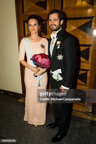 Prince Carl Phillip and Princess Sofia of Sweden attend The Royal Swedish Academy of Engineering Sciences' Formal Gathering on October 23rd, 2015 in...