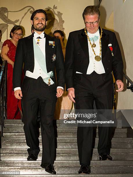 Prince Carl Phillip and IVA's CEO Leif Johansson attend The Royal Swedish Academy of Engineering Sciences' Formal Gathering on October 23rd, 2015 in...