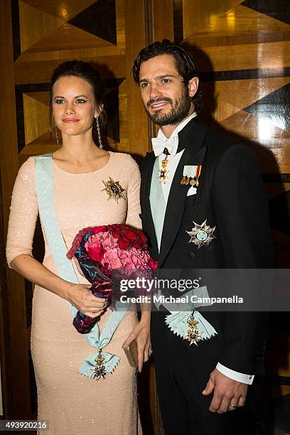 Prince Carl Phillip and Princess Sofia of Sweden attend The Royal Swedish Academy of Engineering Sciences' Formal Gathering on October 23rd, 2015 in...