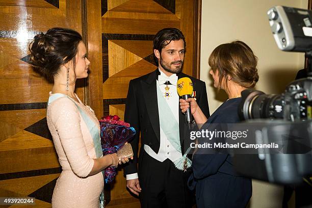 Prince Carl Phillip and Princess Sofia of Sweden attend The Royal Swedish Academy of Engineering Sciences' Formal Gathering on October 23rd, 2015 in...