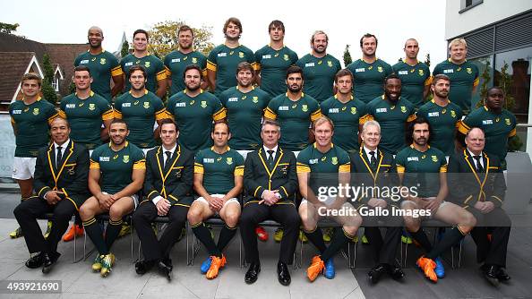 The South African national rugby team pose during the South African ...
