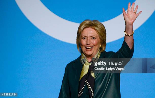 Hillary Clinton speaks during the Democratic National Committee 22nd Annual Women's Leadership Forum National Issues Conference at Grand Hyatt...