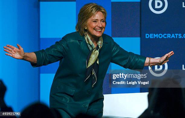 Hillary Clinton speaks during the Democratic National Committee 22nd Annual Women's Leadership Forum National Issues Conference at Grand Hyatt...