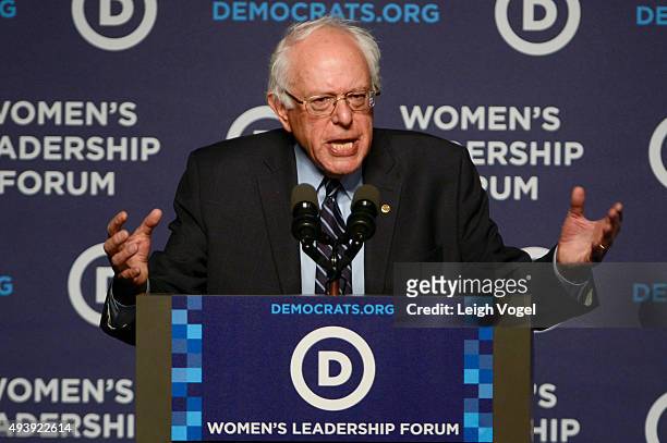 Senator Bernie Sanders speaks during the Democratic National Committee 22nd Annual Women's Leadership Forum National Issues Conference at Grand Hyatt...