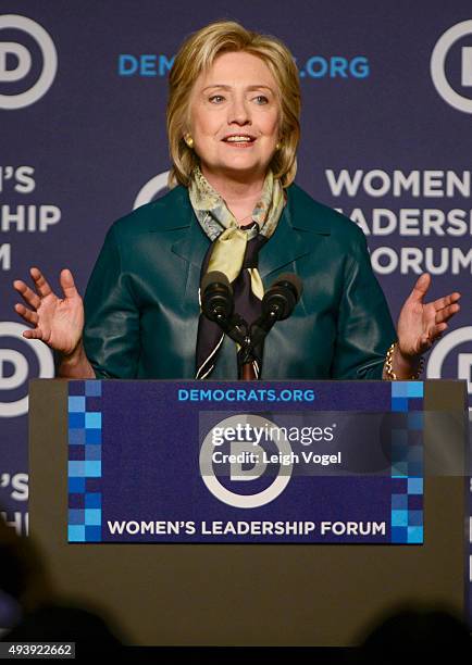 Hillary Clinton speaks during the Democratic National Committee 22nd Annual Women's Leadership Forum National Issues Conference at Grand Hyatt...