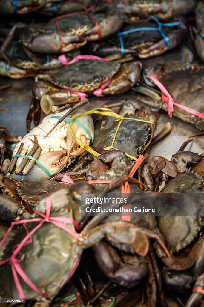 Fresh Crabs For Sale At A Fish Market In Singapore High-Res Stock Photo