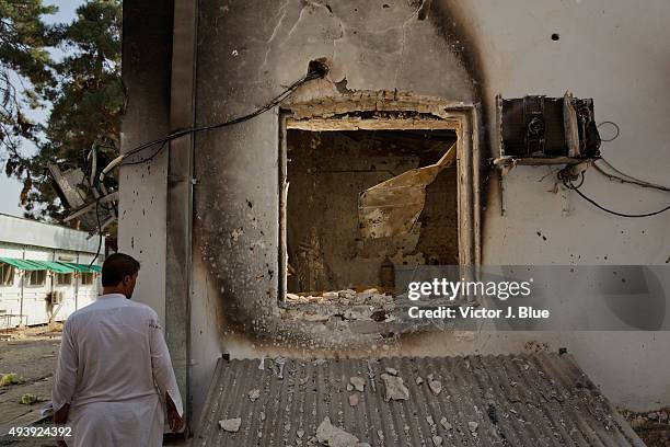 Destroyed building on October 14 in Kunduz, Afghanistan, aftermath of the U.S. Airstrike on the Medecins Sans Frontieres hospital in Kunduz that took...