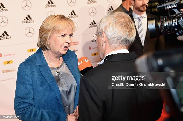 First minister of Northrine-Westphalia Hannelore Kraft arrives for the Opening Gala of the German Football Museum on October 23, 2015 in Dortmund,...