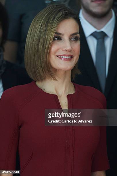 Queen Letizia of Spain attends several audiences during the "Princess of Asturias" Awards 2015 at the Reconquista Hotel on October 23, 2015 in...