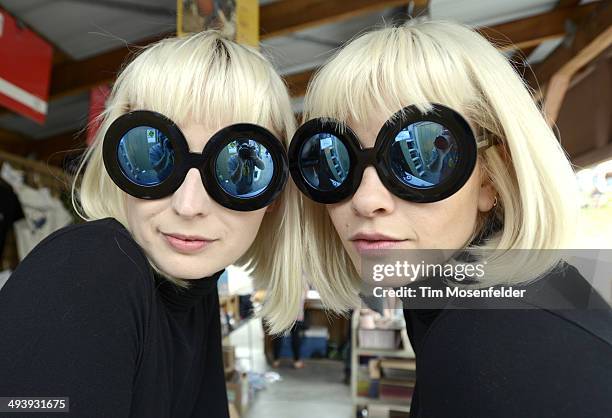 Holly Laessig and Jess Wolfe of Lucius pose at the Saquatch! Music Festival at the Gorge Amphitheater on May 25, 2014 in George, Washington.