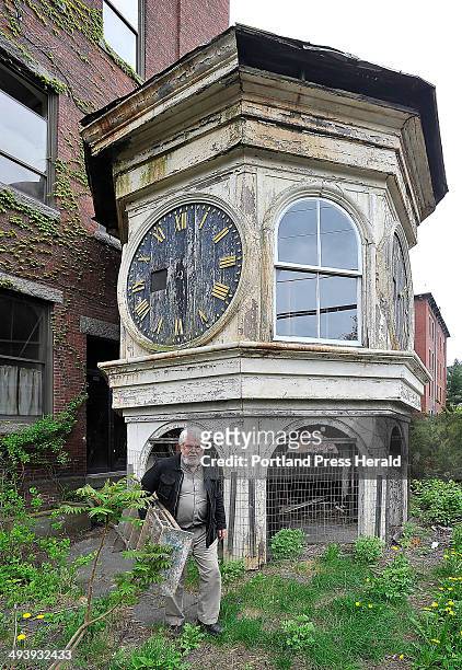 Historian George Collord leaves the clock tower with his ladder he uses to acces the upper floor of the clock tower taken down from the top of the...